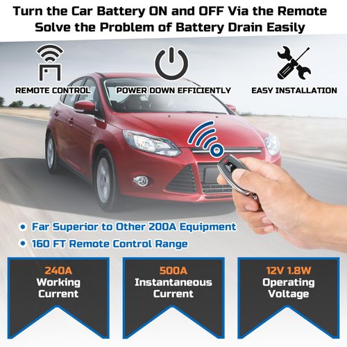 240 Amp Upgraded Remote Battery Disconnect Switch, Smart Voltage Monitoring Anti-Theft Battery Kill Switch to Avoid Parasitic Drain, Suitable for Car Truck and RV Vehicles