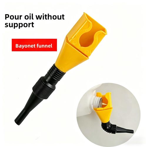 Yellow Flexible Retractable Foldable Fuel Funnel with Buckle Design, Universal Oil and Gas Transfer Draining Funnel for Oil Changing Work on Cars and Motorcycles Buy 1 Get 6