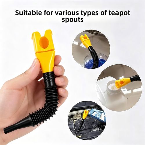Yellow Flexible Retractable Foldable Fuel Funnel with Buckle Design, Universal Oil and Gas Transfer Draining Funnel for Oil Changing Work on Cars and Motorcycles Buy 1 Get 6