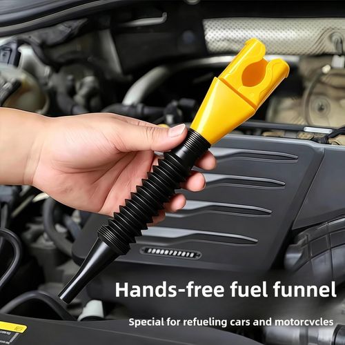 Yellow Flexible Retractable Foldable Fuel Funnel with Buckle Design, Universal Oil and Gas Transfer Draining Funnel for Oil Changing Work on Cars and Motorcycles Buy 1 Get 6
