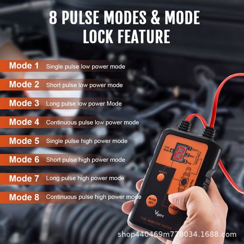 12 Volt Automotive Fuel Injector Tester and Cleaner Tool Kit with Four Adjustable Pulse Modes, Simultaneous Testing and DIY Cleaning Controller for Car Fuel Injector Inspection & Maintenance