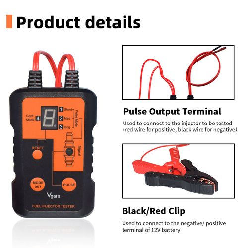 12 Volt Automotive Fuel Injector Tester and Cleaner Tool Kit with Four Adjustable Pulse Modes, Simultaneous Testing and DIY Cleaning Controller for Car Fuel Injector Inspection & Maintenance