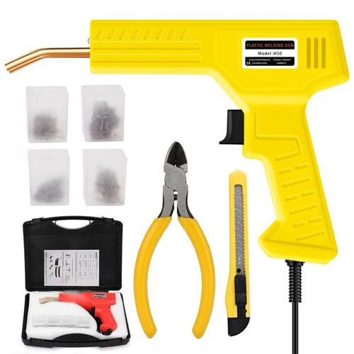 Upgraded Hot Stapler Plastic Welder Repair Kit with Four Kinds of Staples and Pure Copper Transformer, Fast Heating Plastic Welding Gun Set for Car Bumper and Various Plastic Crack Restoration