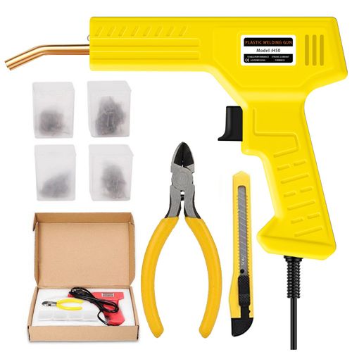 Upgraded Hot Stapler Plastic Welder Repair Kit with Four Kinds of Staples and Pure Copper Transformer, Fast Heating Plastic Welding Gun Set for Car Bumper and Various Plastic Crack Restoration