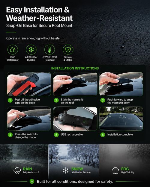 2PCS Black Wireless Vehicle Roof Laser Strobe Lights with Remote Control, Emergency Flashing LED Warning Anti-Collision Exterior Decoration Lights Compatible with Cars and Trucks Buy 1 Get 2