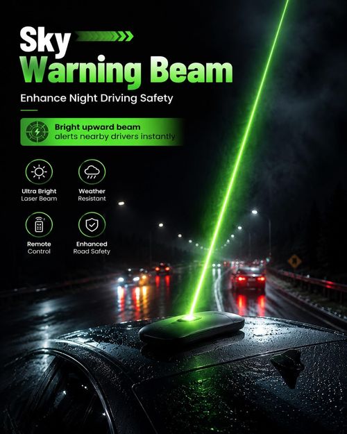 2PCS Black Wireless Vehicle Roof Laser Strobe Lights with Remote Control, Emergency Flashing LED Warning Anti-Collision Exterior Decoration Lights Compatible with Cars and Trucks Buy 1 Get 2