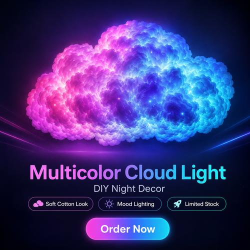 New DIY 3D Thundercloud LED Atmosphere Light Kit, Color Changing Cotton Lightning Cloud Night Light, Sound Activated Ambient Lighting Decoration for Gaming Room Garage Bar DJ Party Restaurant Interior Decor