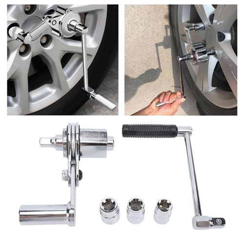 1 to 16 Ratio Torsion Multiplier Labor Saving Lug Nut Wrench, Heavy Duty Tire Nut Remover Equipped with 17mm 19mm 21mm Sockets Made of Chrome Vanadium Alloy Steel for Automobile Tire Disassembly