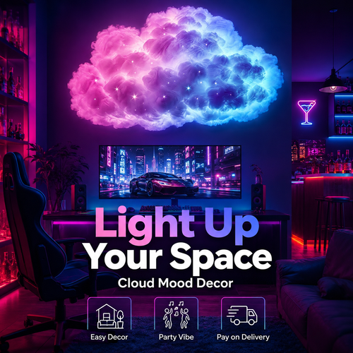 New DIY 3D Thundercloud LED Atmosphere Light Kit, Color Changing Cotton Lightning Cloud Night Light, Sound Activated Ambient Lighting Decoration for Gaming Room Garage Bar DJ Party Restaurant Interior Decor
