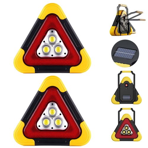 3-in-1 Solar Emergency Triangle Warning Light, Solar and USB Rechargeable LED Road Flare, Waterproof Reflective Safety Triangle for Car, Truck and RV Breakdown, Accident and Roadside Emergency, Buy 1 Get 2, COD Free Shipping