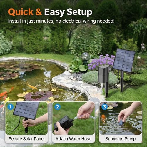 2.5W Solar Pond Aerator with Air Pump, Solar Powered Oxygen Aeration System with 3-Step Quick Installation for Pond, Stock Tank, Aquarium and Hydroponics, COD Free Shipping and Pay on Delivery