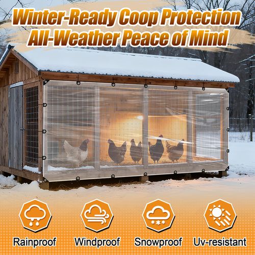 Heavy Duty Clear PVC Tarp Waterproof Tarpaulin with Grommets, Anti-Tear Snowproof and Windproof Plastic Cover for Winter Garden, Patio Enclosure, Chicken Coop, Window Shield, Outdoor Rain Protection, COD Free Shipping and Pay on Delivery