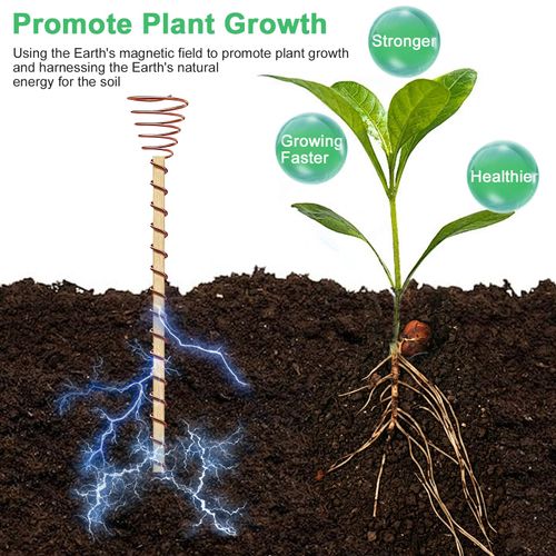 6PCS Electroculture Plant Stakes with Copper Coil Wire, Wooden Garden Support Rods for Indoor and Outdoor Gardening, Potted Plants, Vegetables and Flowers, COD Free Shipping and Pay on Delivery