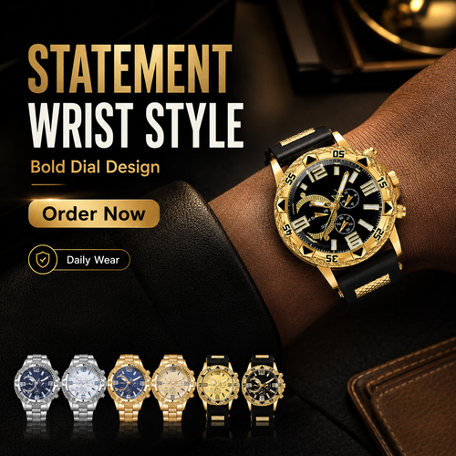6PCS Luxury Men’s Quartz Watch Set, Fashion Wristwatches for Parties, Business Events, Daily Wear, Birthdays and Gifts, High-End Style Watch Pack with COD Free Shipping and Pay on Delivery