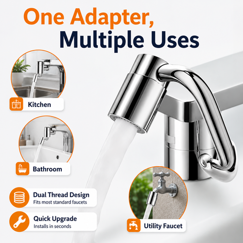 5D U-Shaped Rotating Faucet Extender, Universal Sink Aerator with Multi-Angle Mechanical Arm for Kitchen and Bathroom Washing, Anti-Splash Metal Faucet Nozzle, Free Shipping COD and Pay on Delivery
