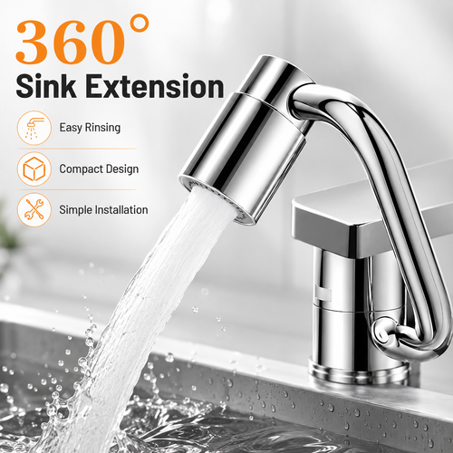 5D U-Shaped Rotating Faucet Extender, Universal Sink Aerator with Multi-Angle Mechanical Arm for Kitchen and Bathroom Washing, Anti-Splash Metal Faucet Nozzle, Free Shipping COD and Pay on Delivery