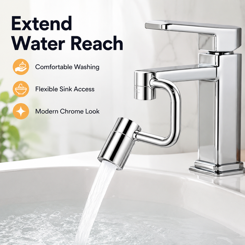 5D U-Shaped Rotating Faucet Extender, Universal Sink Aerator with Multi-Angle Mechanical Arm for Kitchen and Bathroom Washing, Anti-Splash Metal Faucet Nozzle, Free Shipping COD and Pay on Delivery