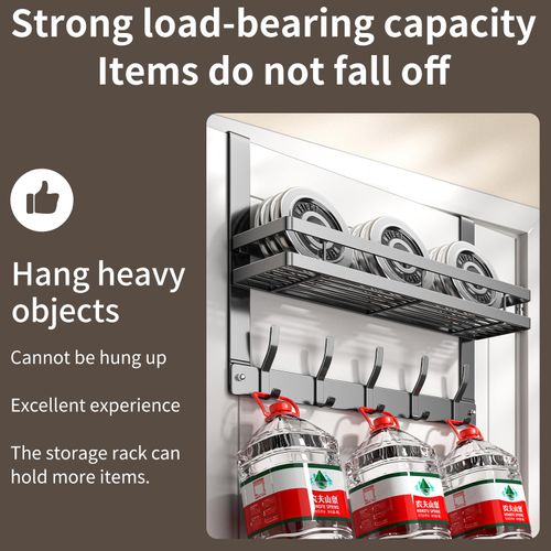 Buy 1 Get 2 Over-Door Coat Racks with Storage Shelf, No-Drill Door-Back Hanging Organizers with 4, 5, 6 or 8 Hooks for Coats, Hats, Bags and Towels, Grey or Black, COD Free Shipping and Pay on Delivery