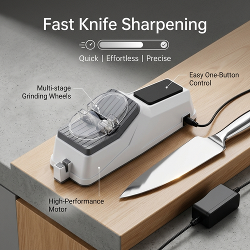 🔥HOT SALE🔥 COD！Electric Knife Sharpener — Portable Kitchen Knife Sharpening Machine with Sharpening Stone for Home Use.Nairobi stock ships within 48H, delivered within 3days