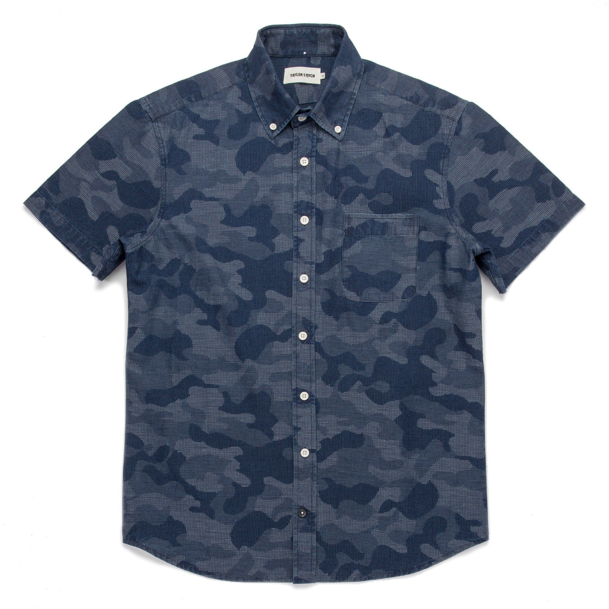 Uaoav Short Sleeve Jack in Indigo Jacquard Camo