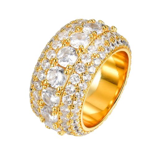 Western-Style Copper Ring Fully Set with Zirconia