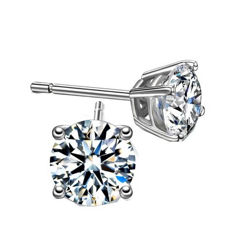 Four-prong round diamond stud earrings