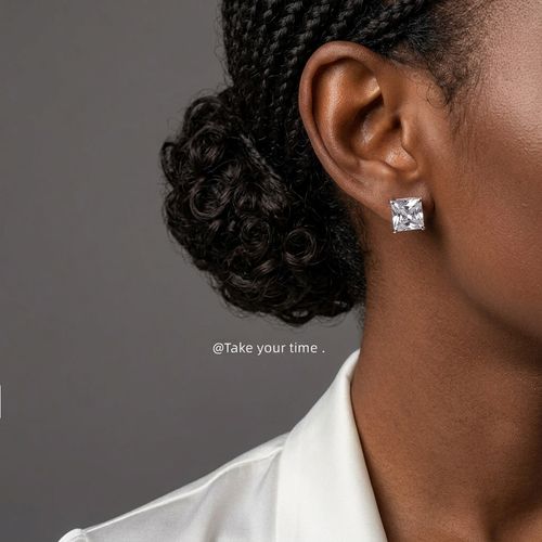 Square four-claw stud earrings
