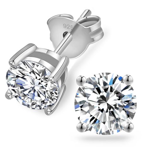 Four-prong round diamond stud earrings