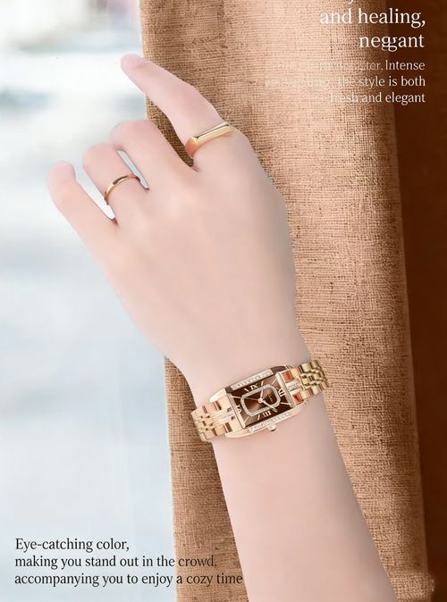 Trendy popular square watch for women, niche quartz, light luxury, fashionable steel strap with butterfly clasp, elegant and waterproof ladies' watc