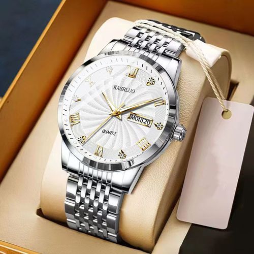 New Men's Watch Automatic Quartz Watch High-End Fashion Stylish Versatile Slim Calendar Week Display Men's Watch with Luminous