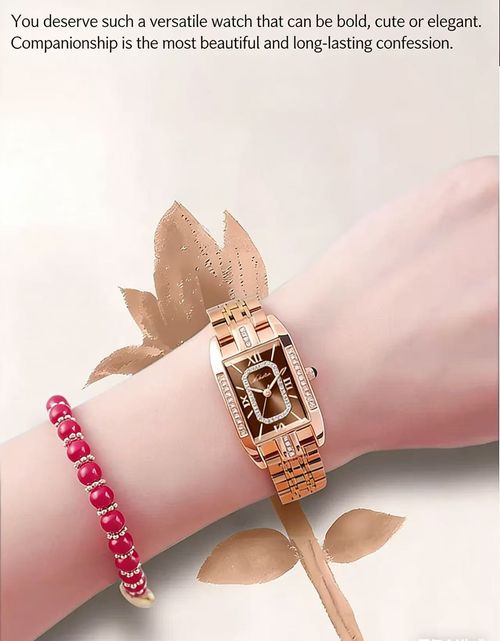 Trendy popular square watch for women, niche quartz, light luxury, fashionable steel strap with butterfly clasp, elegant and waterproof ladies' watc