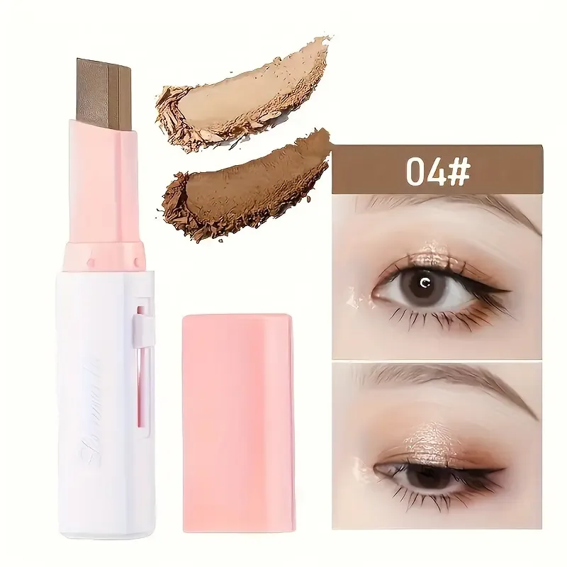 6Pcs Two Color Eyeshadow Stick Set Cosmetic Pearlescent Matte Highlighter Eye Shadow Glam Natural Long Lasting Waterproof Not Easy To Take Off Makeup