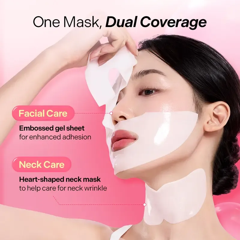 CELLMAZING Collagen Firming Gel Facial & Neck Sheet Mask (4 sheets) | Lifting Hydrogel Sheetmask Covering Neck, Firm Elasticity, Youthful Skin with 5D Collagen Complex Body Care Hyaluronic