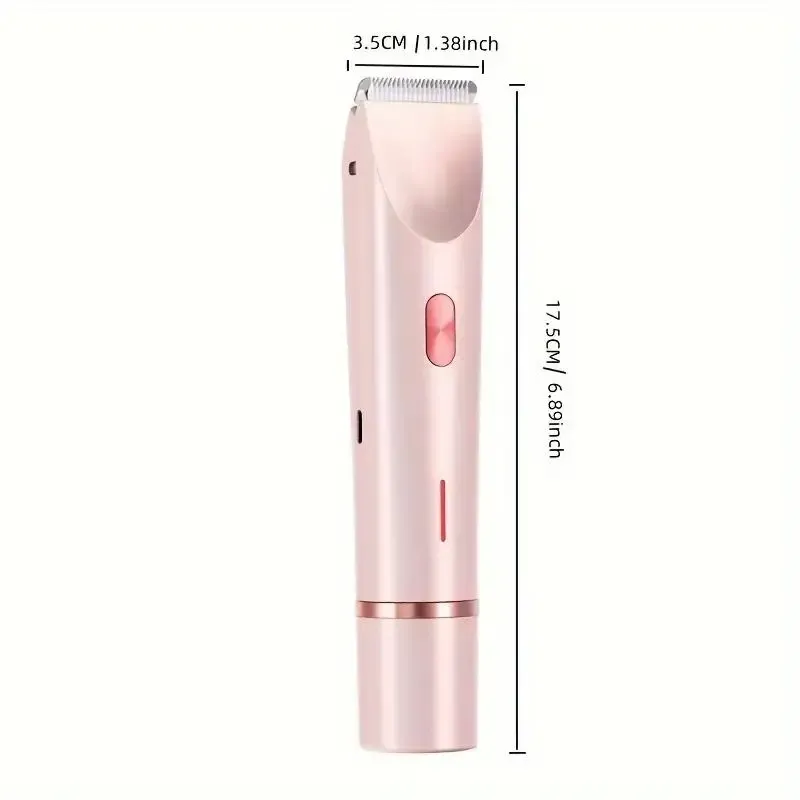 2-in-1 Electric Hair Removal Tool for Women, Dual-Head Cordless Waterproof Bikini Shaver and Trimmer for Body and Facial Hair, Painless Precision Shaver for Wet and Dry Use, USB Rechargeable Shaver, Facial Hair Groomer