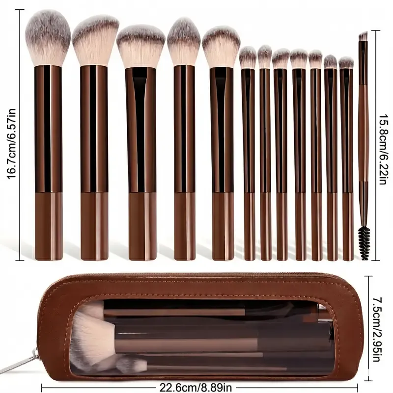 14pcs Professional Glamorous Cosmetic Brush Kit with Metal Frame & Storage Bag - Foundation, Eyeshadow, Blush Brushes for Cosmetic Lovers, Ideal for Women, Glamorous Brush Sets & Kits