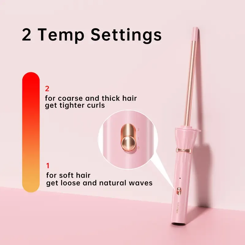 9mm Mini Barrel for Short & Long Hair, Dual Voltage with 2 Heat Settings, Fast Heat Ceramic Curler Hair Styling Tools Rotary Curl Wand