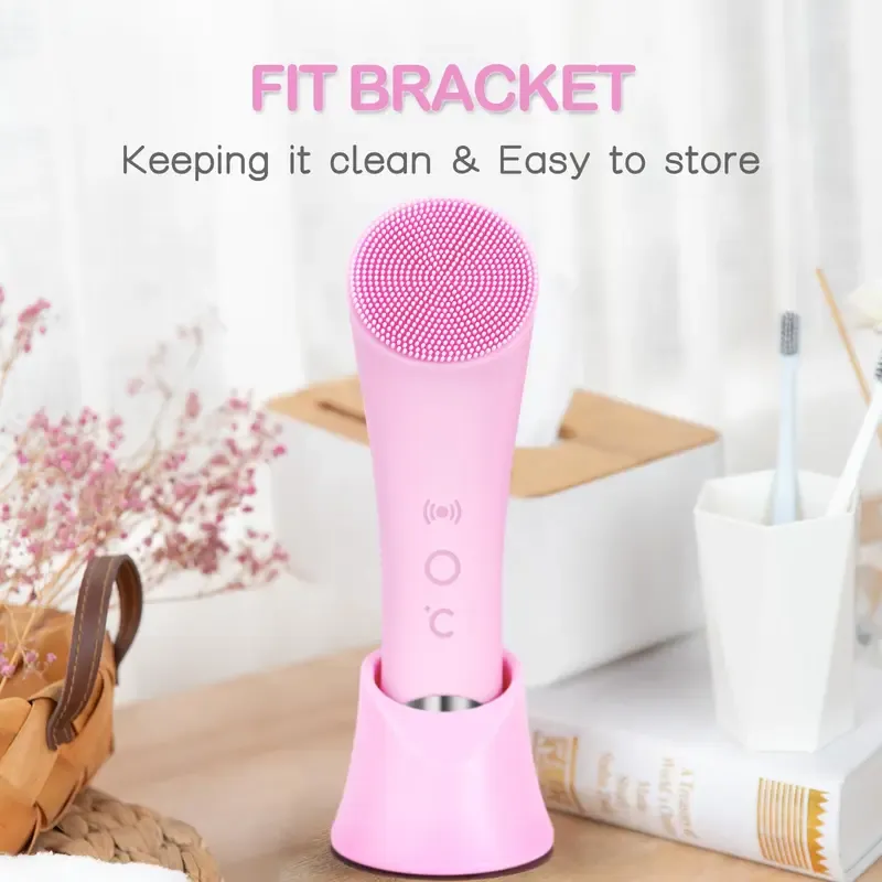 Heatable Vibrating Electric Silicone Facial Cleansing Brush - Adjustable, Rechargeable Battery-Powered, Deep Cleansing Pore Scrubber with Massage for Gentle Exfoliation, Beauty Products Self Care Gadgets for Women,back to school,back to school haul