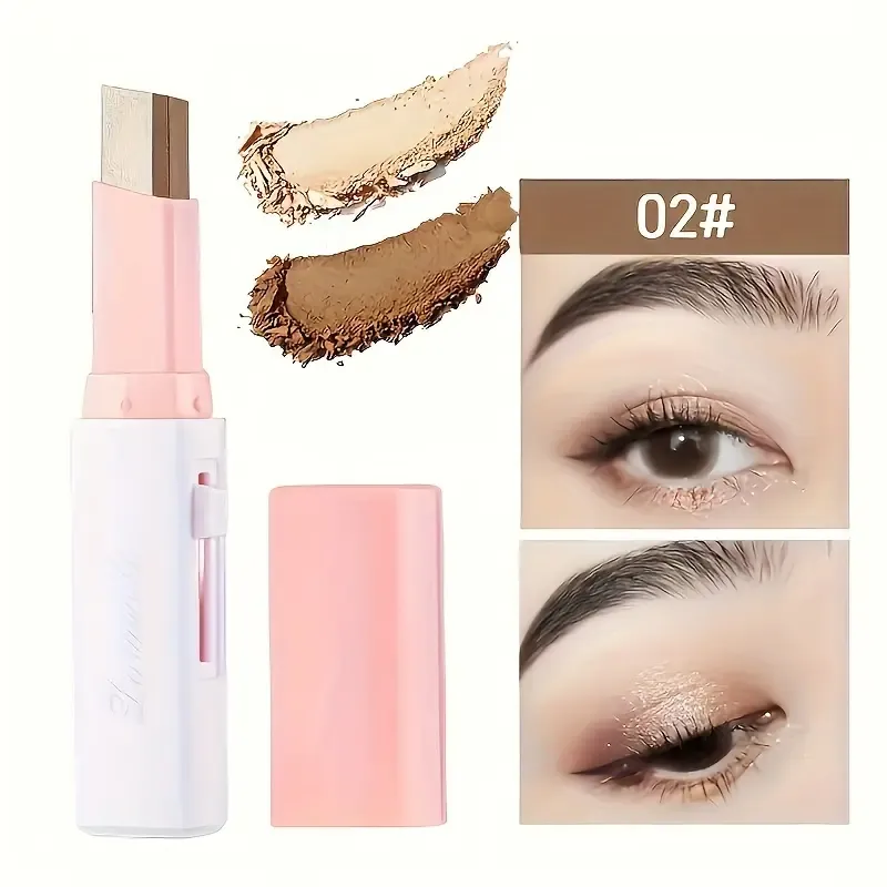 6Pcs Two Color Eyeshadow Stick Set Cosmetic Pearlescent Matte Highlighter Eye Shadow Glam Natural Long Lasting Waterproof Not Easy To Take Off Makeup