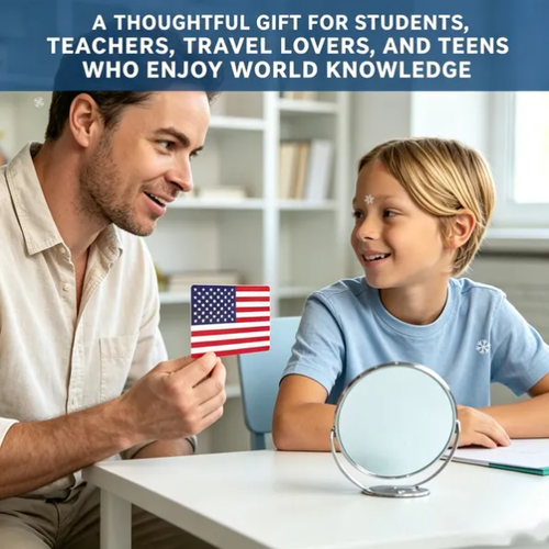 🌍245-Piece World Flags Flashcards Set – Fun Geography Learning Game for Kids & Adults with World Map 📚