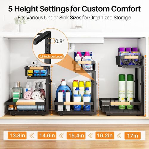 🔥Hot Seller🔥 COD！Buy 1 Get 2 Free,C-Shaped Under Sink Organizer with 2-Tier Sliding Drawers​