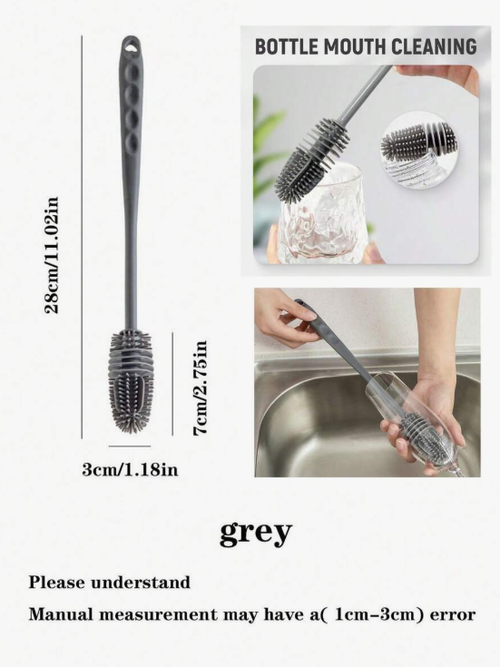 1pc 30cm TPR Material Water Cup Cleaning Brush, Multi-Purpose Cleaning Brush Suitable For Kitchen Utensils, Baby Bottles, Cups, Bottles, Elongated Containers, Jars, Coffee Cups, Wine Glasses, Kitchen, Bathroom, Household Items