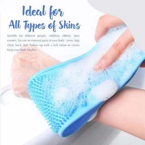 🧼Silicone Back Scrubber for Bath, Double-Sided Body Exfoliating Bath Brush with Soft Silicone Bristles