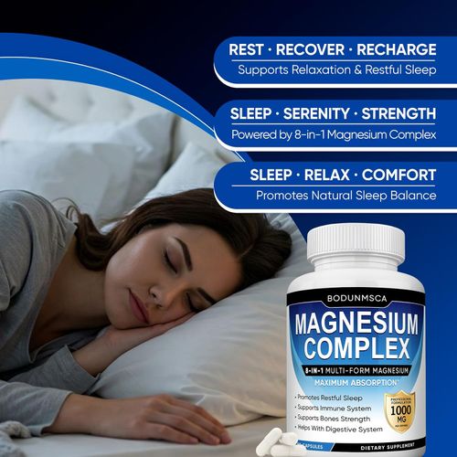 🔥COD 🚀Buy 1 Get 2 ! Magnesium Complex 1000mg, 8-in-1 Magnesium Supplement Capsules with Glycinate, Citrate, Malate & Taurate, Supports Muscle, Bone, Energy & Daily Wellness, for Women & Men, 180 Capsules