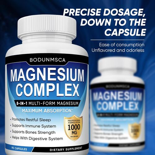 🔥COD 🚀Buy 1 Get 2 ! Magnesium Complex 1000mg, 8-in-1 Magnesium Supplement Capsules with Glycinate, Citrate, Malate & Taurate, Supports Muscle, Bone, Energy & Daily Wellness, for Women & Men, 180 Capsules