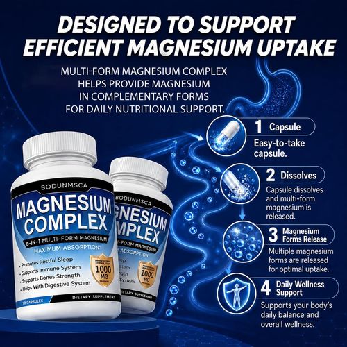 🔥COD 🚀Buy 1 Get 2 ! Magnesium Complex 1000mg, 8-in-1 Magnesium Supplement Capsules with Glycinate, Citrate, Malate & Taurate, Supports Muscle, Bone, Energy & Daily Wellness, for Women & Men, 180 Capsules