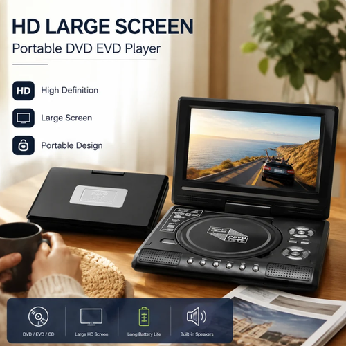 🔥Hot Seller🔥 COD！📺HD Portable DVD&EVD Player – Large Screen, Rechargeable & Compatible with DVD&CD&USB&SD