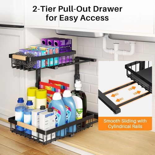🔥Hot Seller🔥 COD！Buy 1 Get 2 Free,C-Shaped Under Sink Organizer with 2-Tier Sliding Drawers​