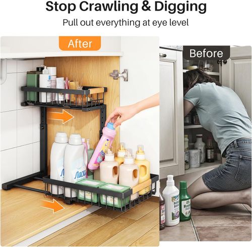 🔥Hot Seller🔥 COD！Buy 1 Get 2 Free,C-Shaped Under Sink Organizer with 2-Tier Sliding Drawers​