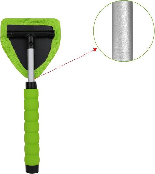 Windshield Cleaning Tool, Microfiber Car Window Cleaner with 4 Reusable and Washable Microfiber Pads and Extendable Handle