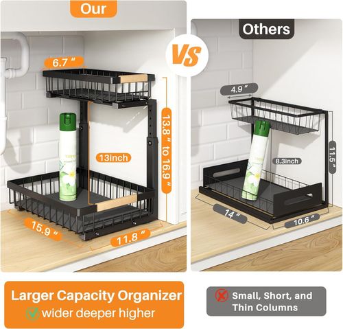 🔥Hot Seller🔥 COD！Buy 1 Get 2 Free,C-Shaped Under Sink Organizer with 2-Tier Sliding Drawers​
